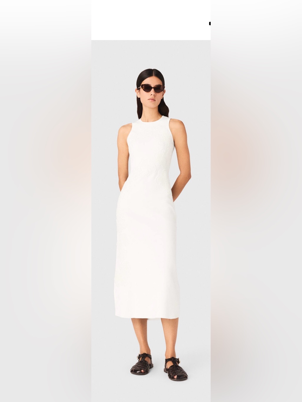 Maje Riflowerawhite Sleeveless Midi Dress
